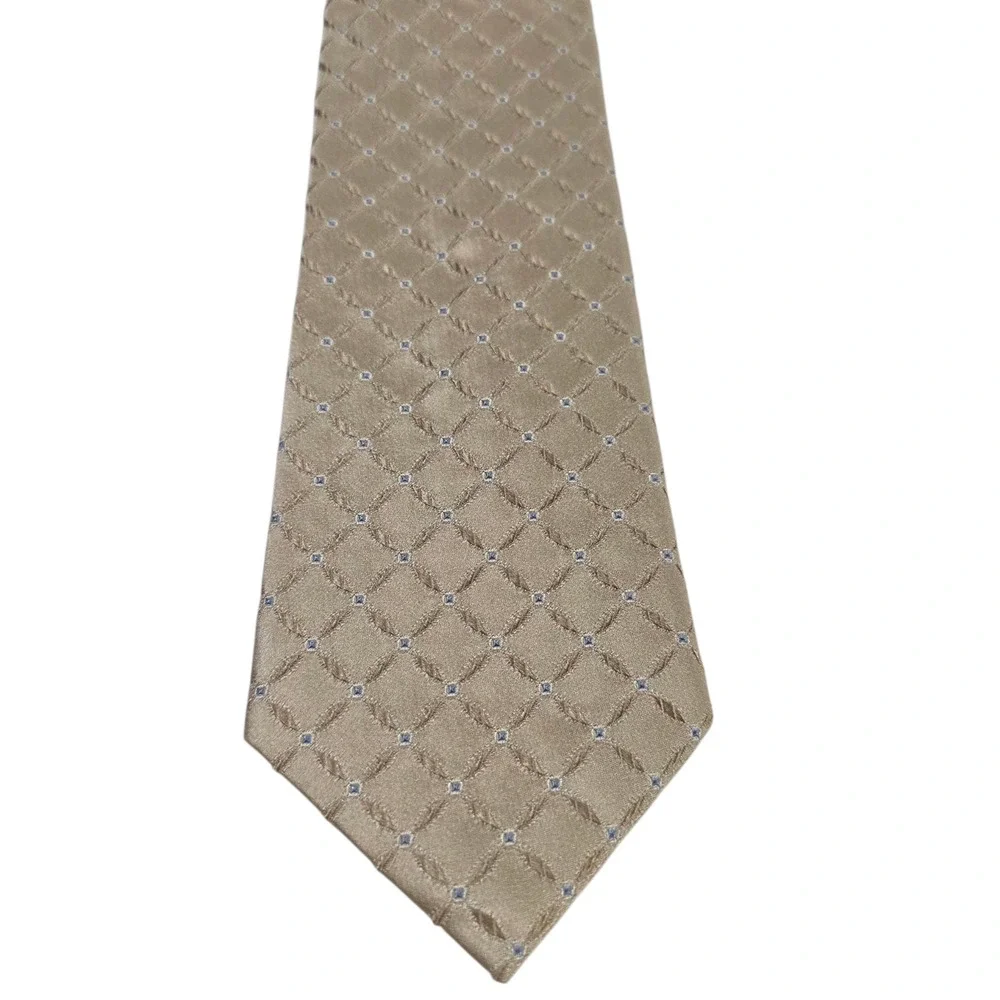 Sean John Fine Tailoring Mens Necktie Gold Blue Micro Silk Diamond Metallic Silk